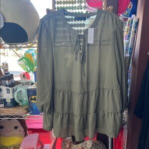 New York & Company Olive Green Blouse